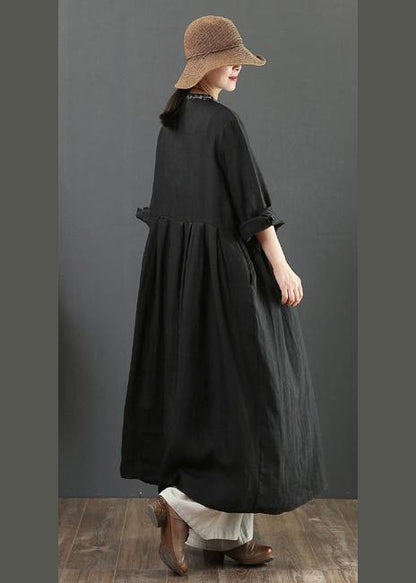 Black Clothes O Neck Cinched a Line Spring Dresses