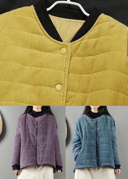 Purple Pockets Patchwork Fine Cotton Filled Coats Winter