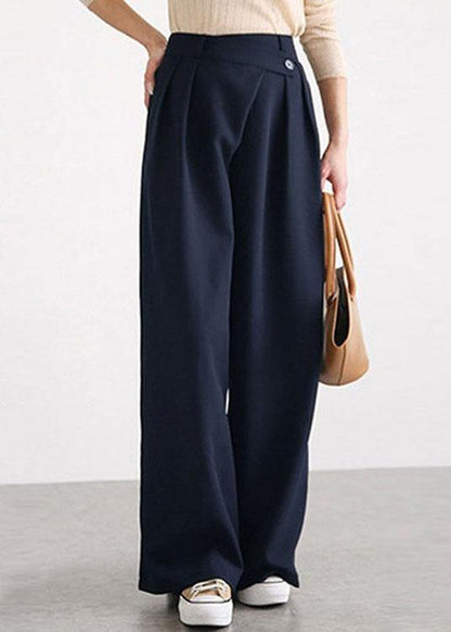 Work Cross Button Design Wide Leg Pants Spring