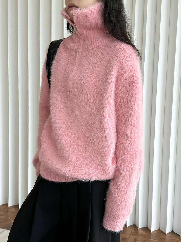JO | Fluffy sweater with zipper