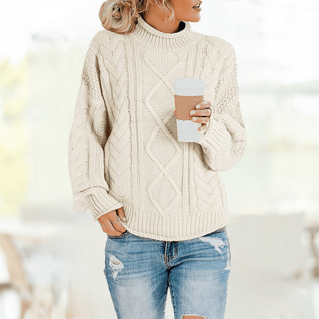 JO | Beige Stylish turtleneck sweater