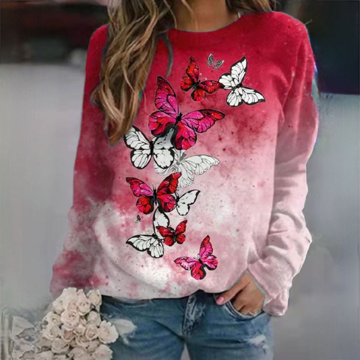 JO | Elegant butterfly red sweater