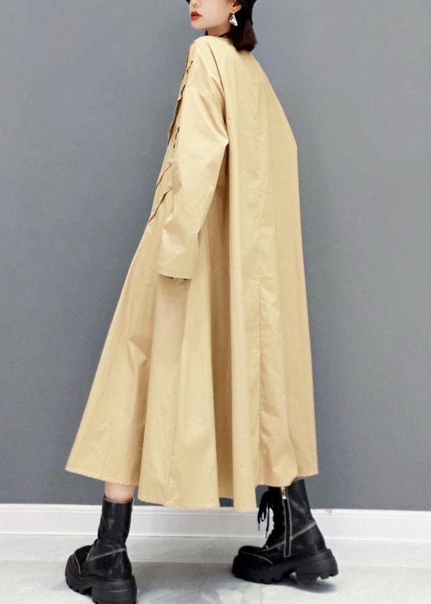 Italian Khaki Fall Long Sleeve Maxi Dresses
