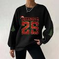 Comstylish Women's Christmas Graphic 25 December Casual Waffle Sweatshirt