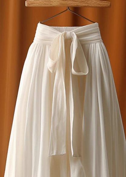 Stylish White Layered Ruffled Lace Up Patchwork Tulle Skirt Summer