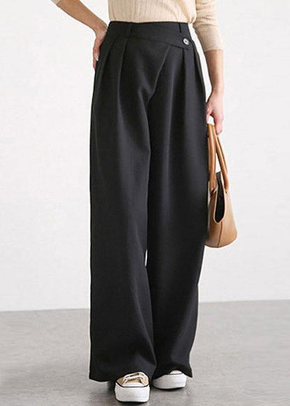 Work Cross Button Design Wide Leg Pants Spring