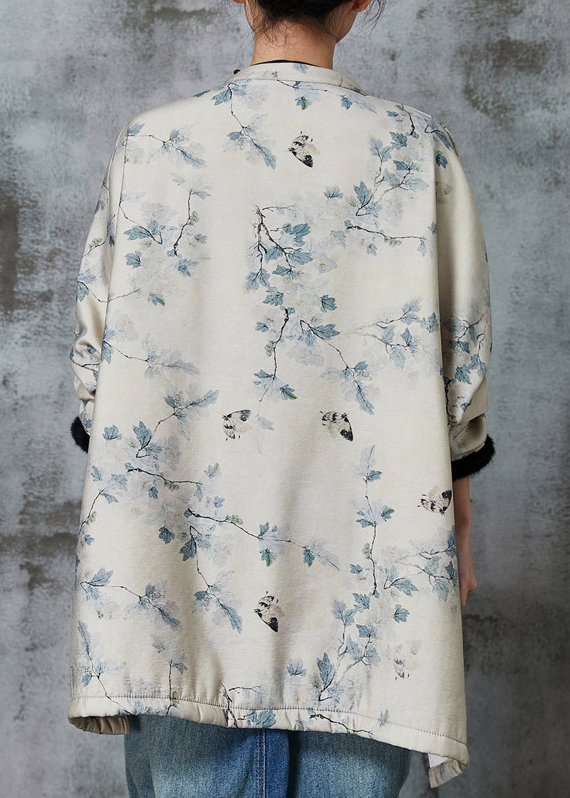 Apricot Oversized Print Warm Fleece Coat Outwear Spring