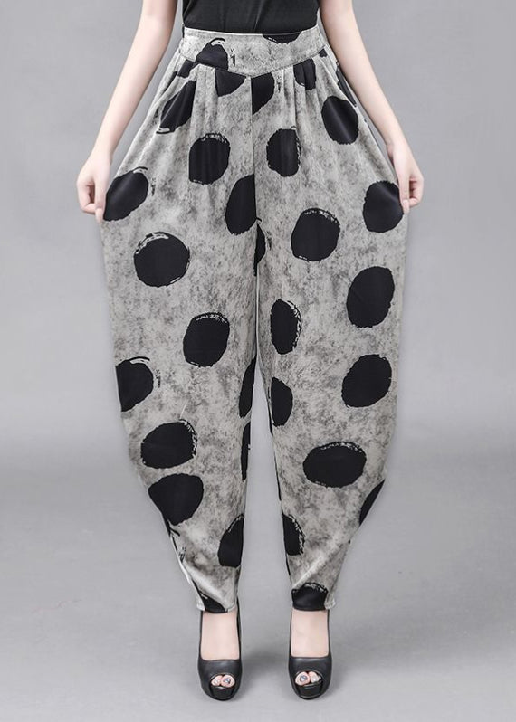 Style Loose Elastic Waist Dot High Waisted Lantern Pants