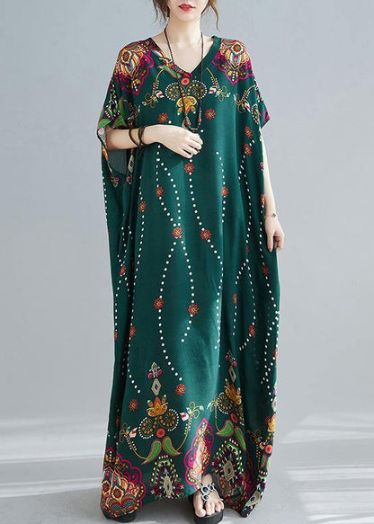 Blue Print Tunic Top V Neck Spring Dresses