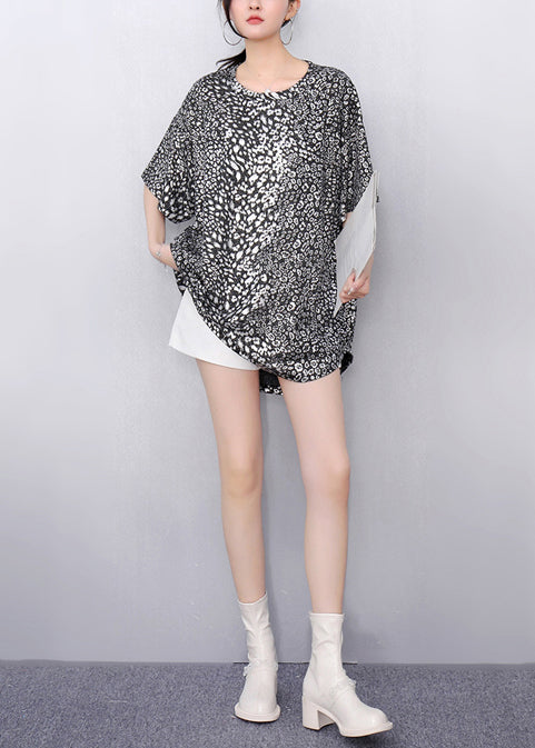 Silvery Oversized Leopard Print Tanks Summer