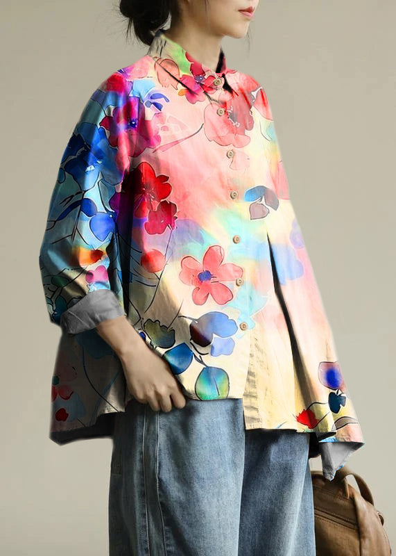 Organic Khaki Tunic Lapel Asymmetric Short Shirt Spring