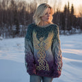 Women's Celtic Knot Myth Phoenix Embroidery Ombre Sweater artswardrobe