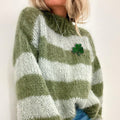 Women's St. Patrick's Day Colorful Clover Turtleneck Sweater elevenforest