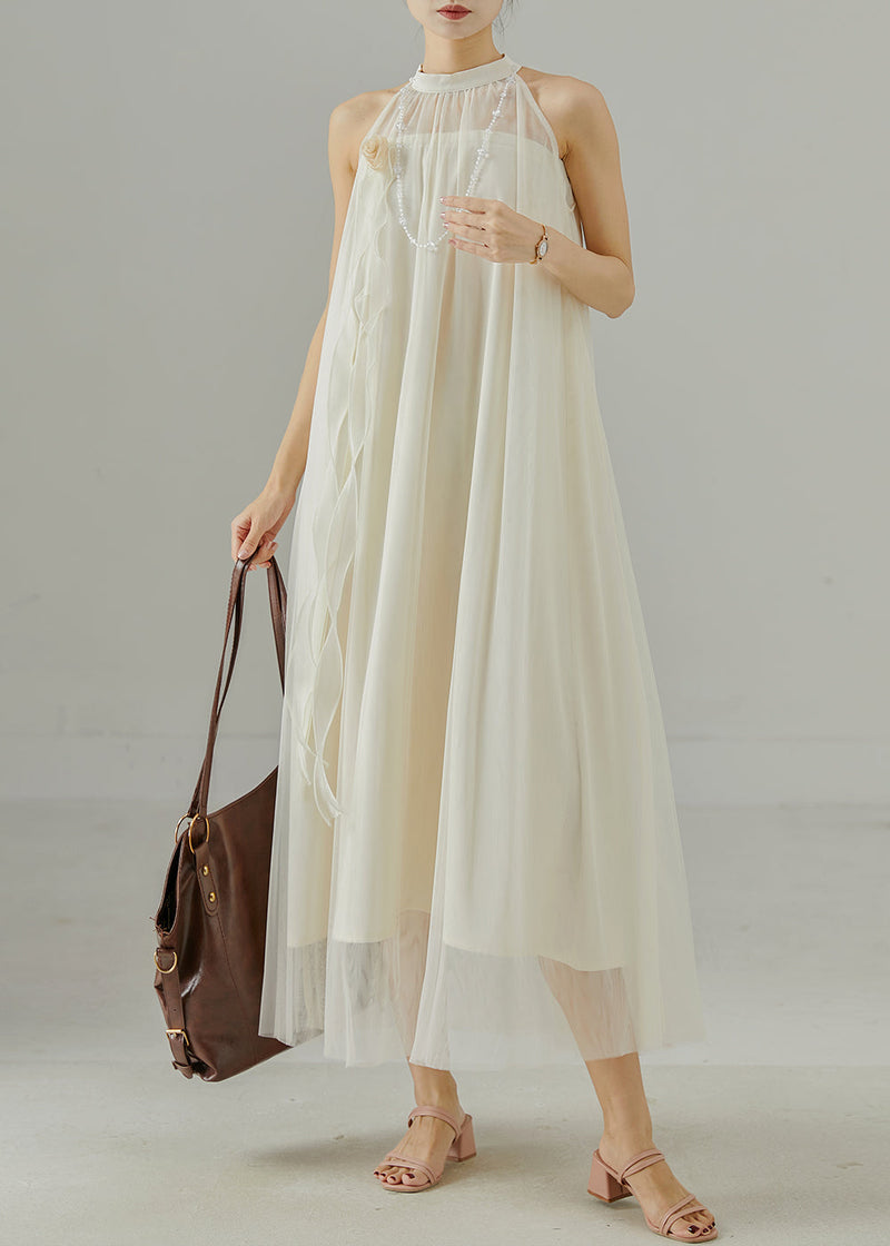 White Cold Shoulder Silk Dresses Summer