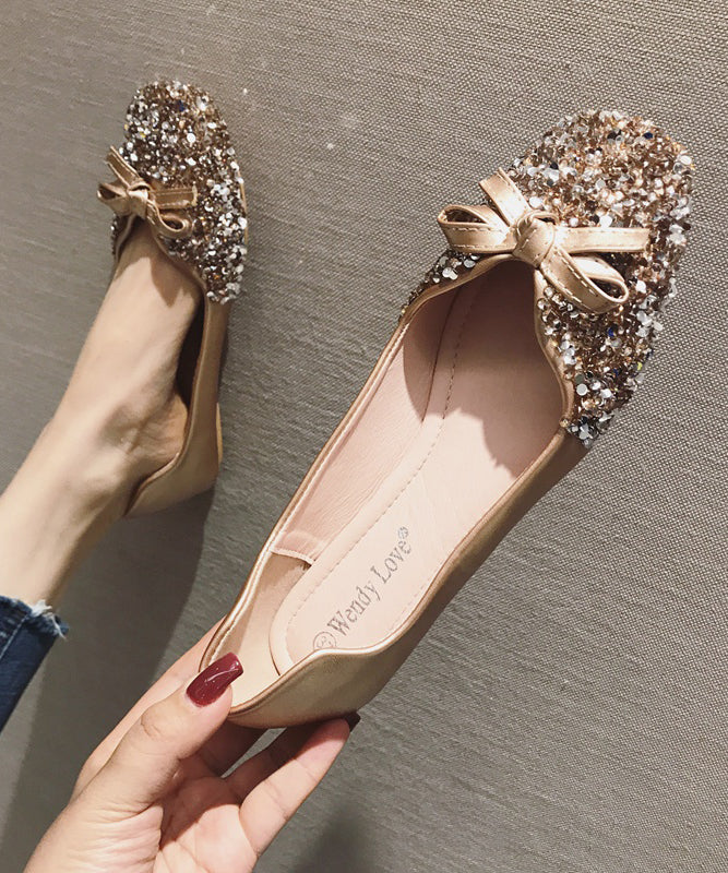 Red Faux Leather Penny Loafers Splicing Sequins Bow
