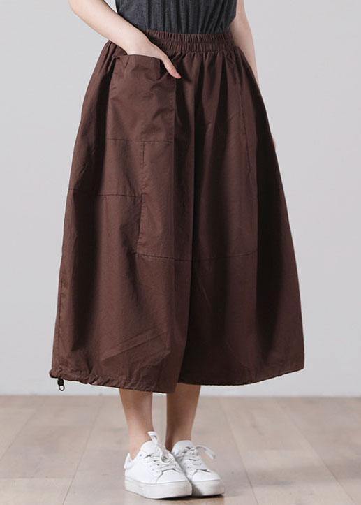 Chocolate Elastic Waist Wide Leg Pants Trousers Cotton