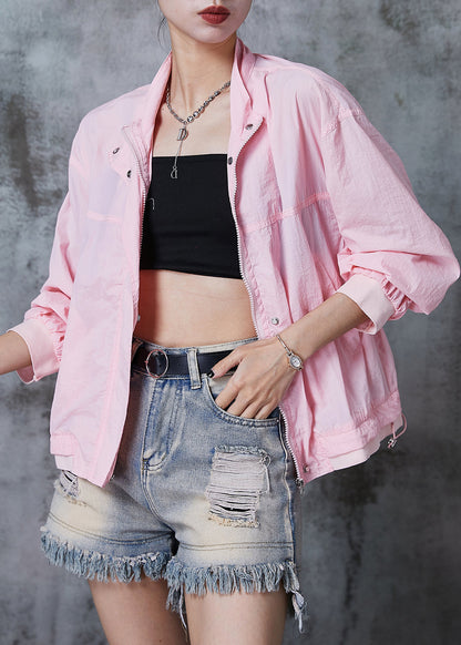 Pink Spandex Upf 50+ Coat Jacket Drawstring Summer