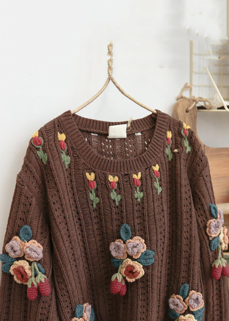 Beige Tasseled Hollow Out Knit Sweaters Spring