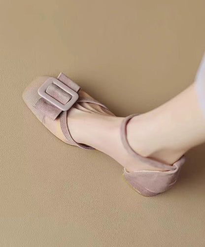 Light Purple Splicing Hollow Out Chunky Heel Sandals