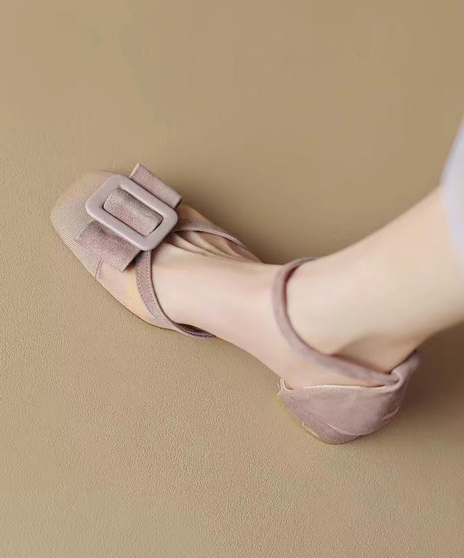 Light Purple Splicing Hollow Out Chunky Heel Sandals