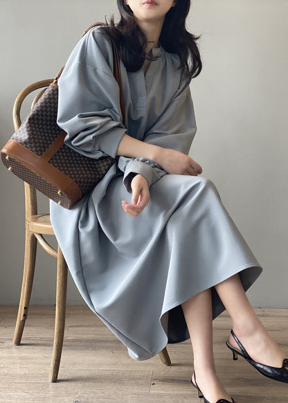 Apricot V Neck Tie Waist Cotton Long Dress Fall