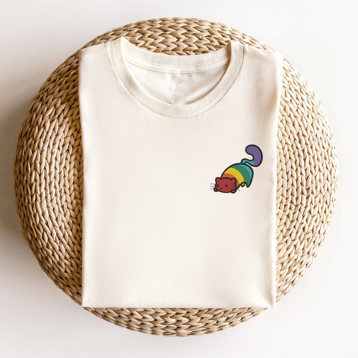 Women's Retro Colorful Cat Art Print Short Sleeve T-shirt elevenforest