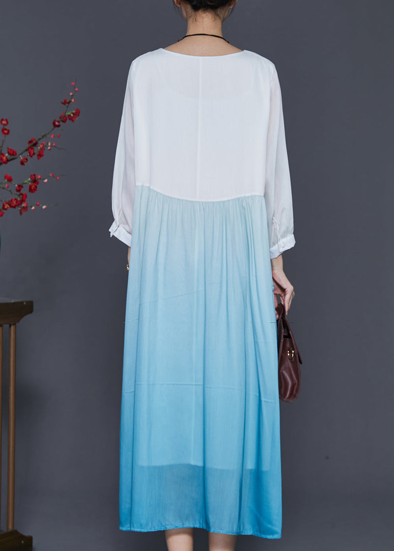 Classy Gradient Color Ruffled Patchwork Holiday Dress Summer