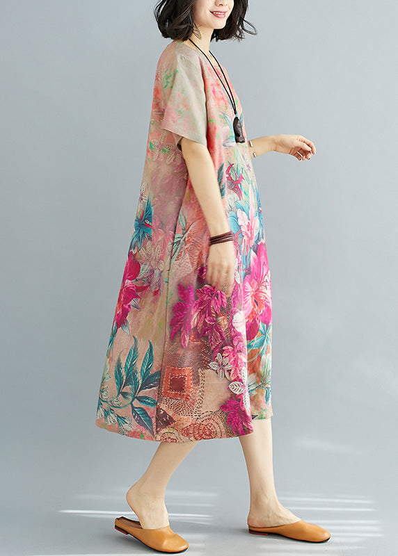 French Red O-neck Cozy Party Chiffon Long Dress Summer