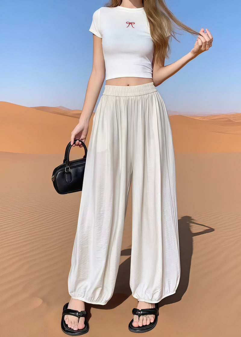 White Oversized Cotton Harem Pants Summer