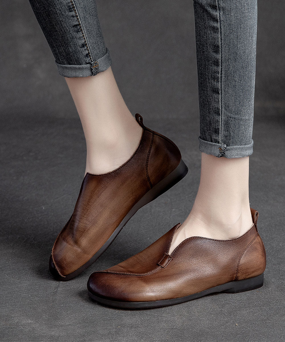 Retro Coffee Flats Soft Splicing Flat Shoes for