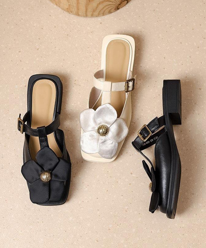 Classy Beige Splicing Hollow Out Slide Sandals