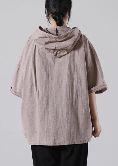 Khaki Low High Design Cotton Summer Shirt