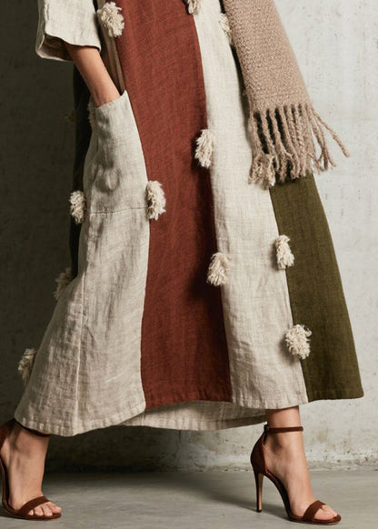 Colorblock Oversized Patchwork Faux Fur Vacation Dresses Summer