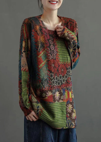 Colorblock Cozy Patchwork Mink Hair Knitted Tops Fall