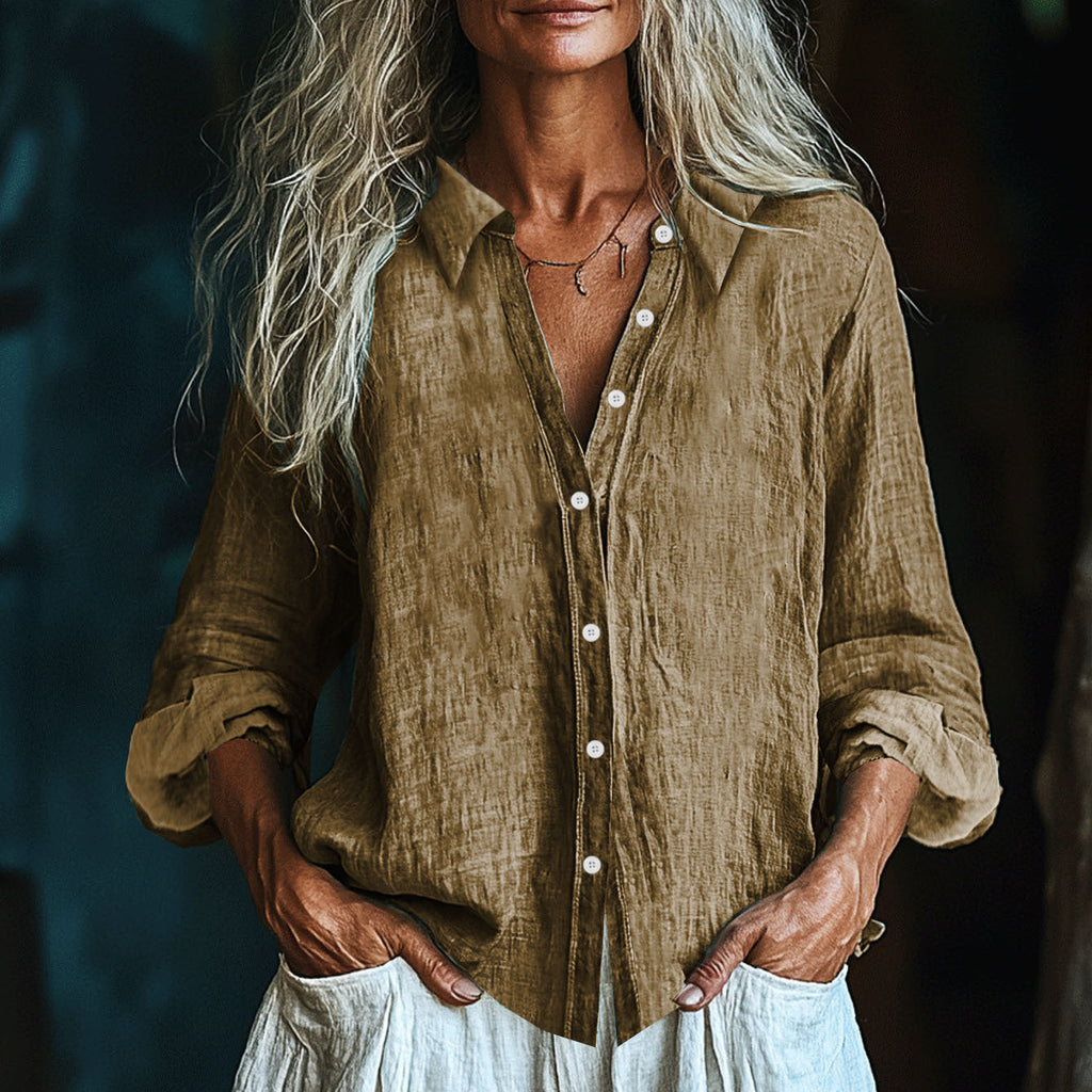 Vintage Elegant Art Linen Ruffle Shirt artswardrobe
