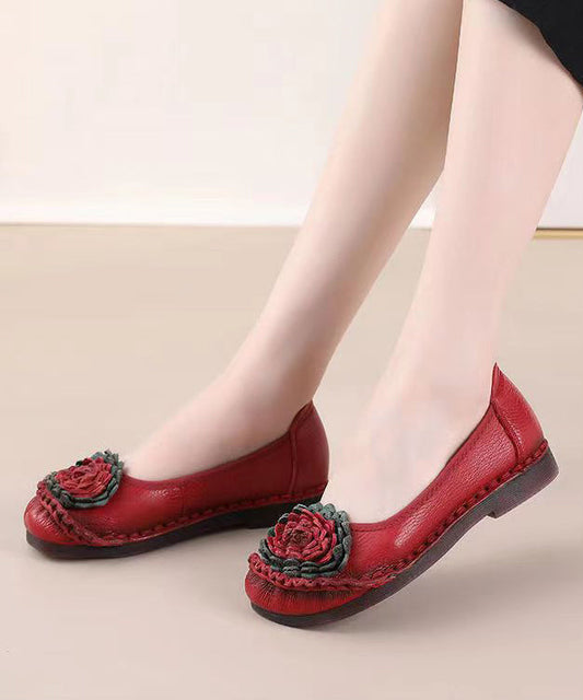 Red Flat Shoes for Comfortable Splicing Soofairy Shoes-20251