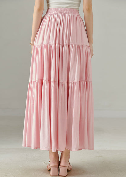 Pink Patchwork Cotton a Line Skirts Exra Large Hem Fall