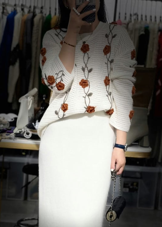 Apricot O Neck Knit Sweaters Fall