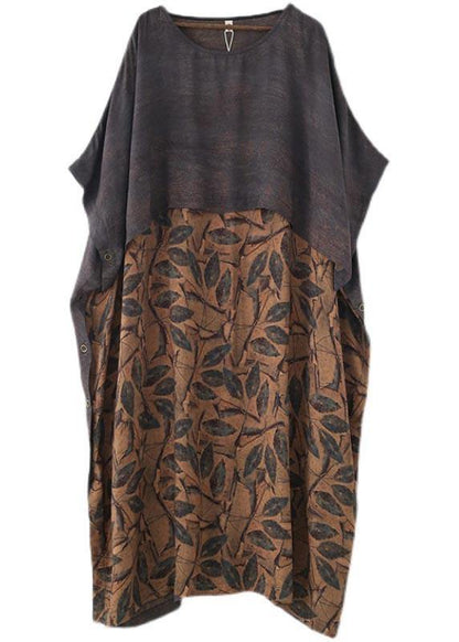 Grey Print Batwing Sleeve Party Summer Chiffon Dress