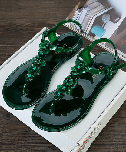 Green Splicing Beach Flip Flops Sandals