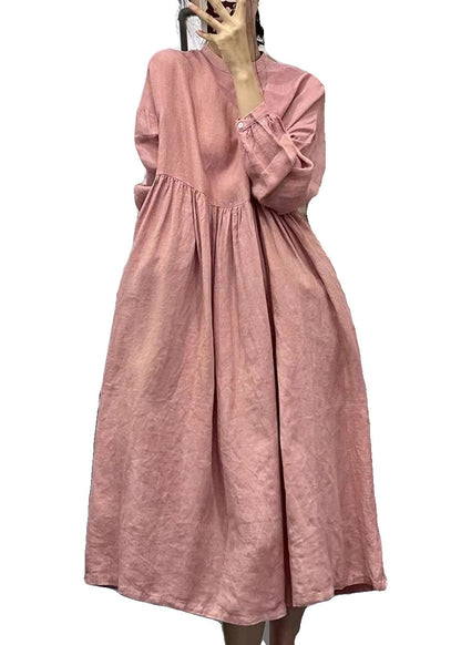 Pink Oversized Exra Large Hem Linen Dress Spring