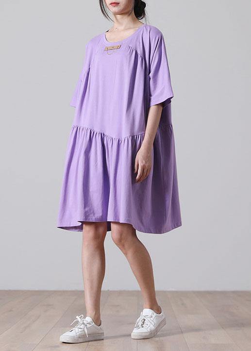 Classy Blue Cinched Long Summer Cotton Dress