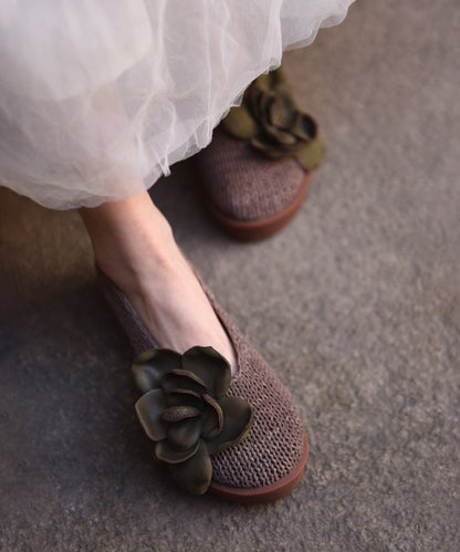 Handmade Grey Platform Sheepskin Comfy Splicing Flat Shoes