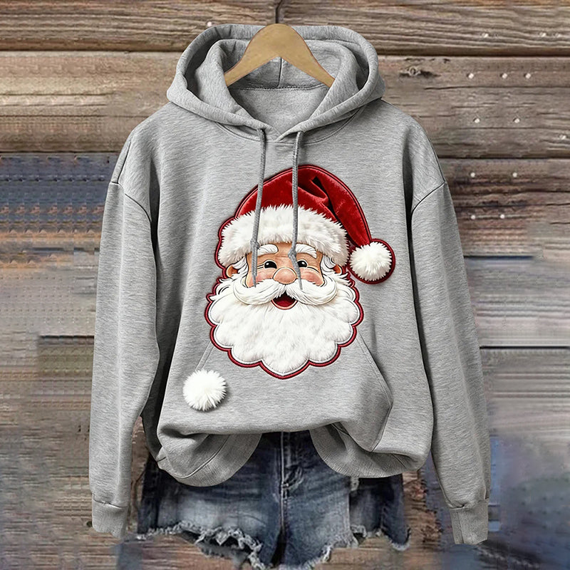 Comstylish Women's Christmas Santa Claus Pattern Casual Hoodie