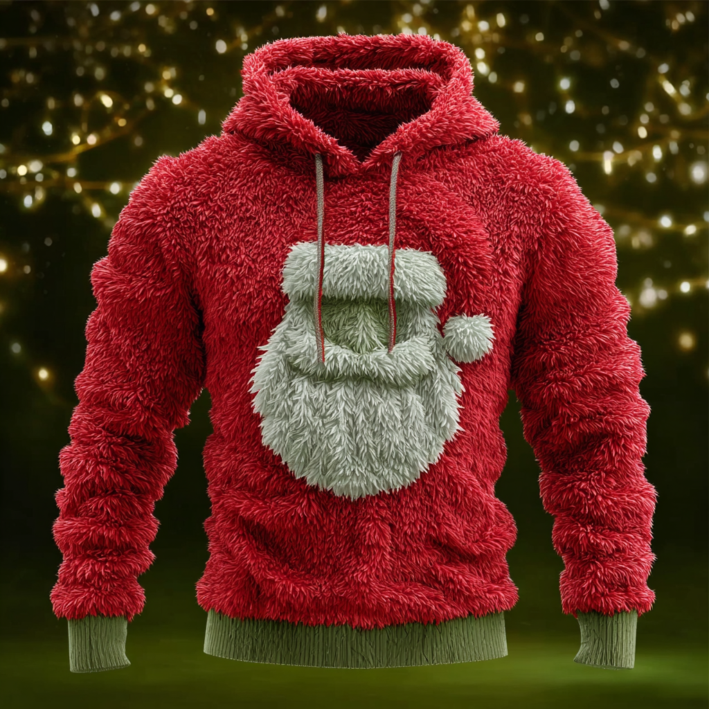 Comstylish Retro Christmas Men's Flannel Hooded Sweatshirt