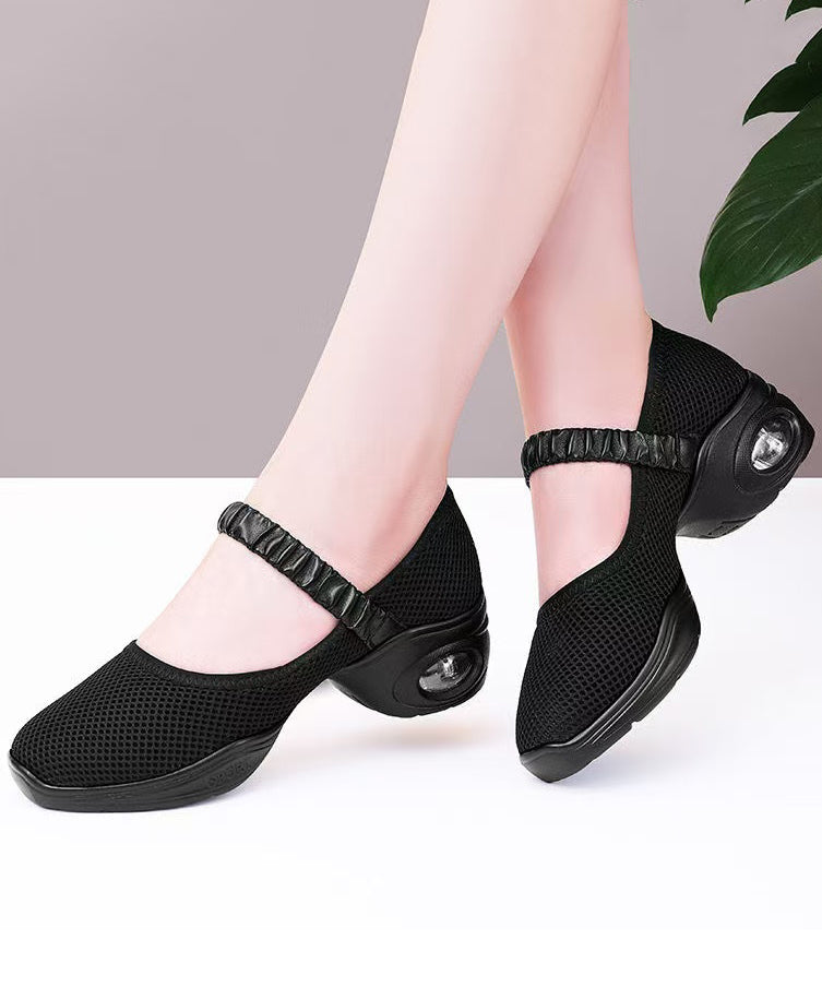Splicing Chunky Shoes Black Breathable Mesh