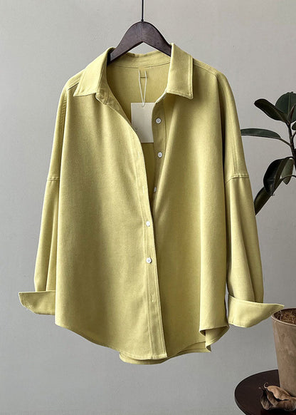 Simple White Patchwork Button Shirts Long Sleeve