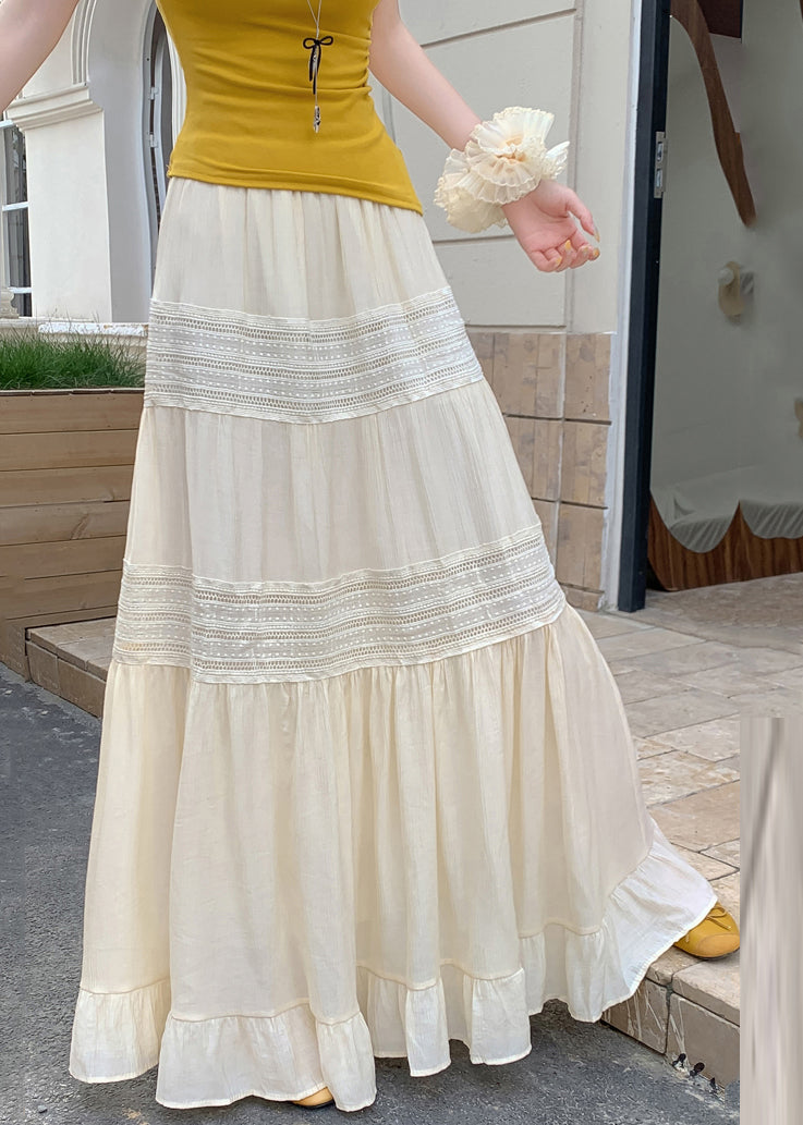 Apricot Elastic Waist a Line Skirts