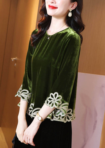 Green Zircon Silk Velour Top Bracelet Sleeve