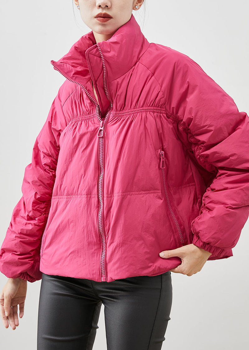 Rose Zip Up Wrinkled Duck Down Down Coat Winter